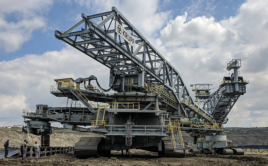A large mining machine that is protected from the weather and other elements by Corrocoat products