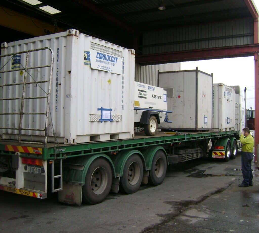 truck trailer with equipment on the back